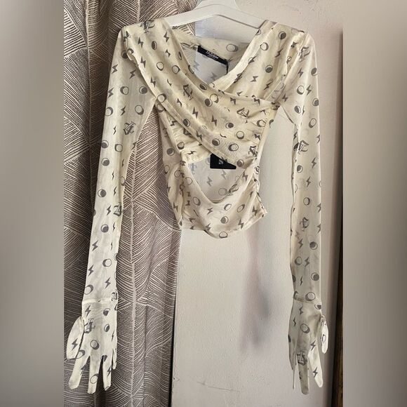 Jaded London Top Gloves  Sleeve  Beige Mesh Sz 0 NWT - Picture 1 of 10